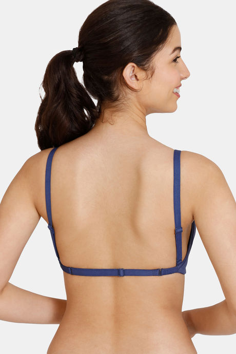 Zivame Beautiful Basics Double Layered Non Wired Full Coverage Backless Bra - Deep Cobalt — image 4